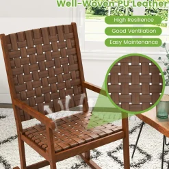 Tangkula Wood Rocking Chair, Indoor Outdoor Rocking Chair, Safe & Smooth Rocking Motion