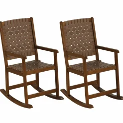 Tangkula Wood Rocking Chair, Indoor Outdoor Rocking Chair, Safe & Smooth Rocking Motion