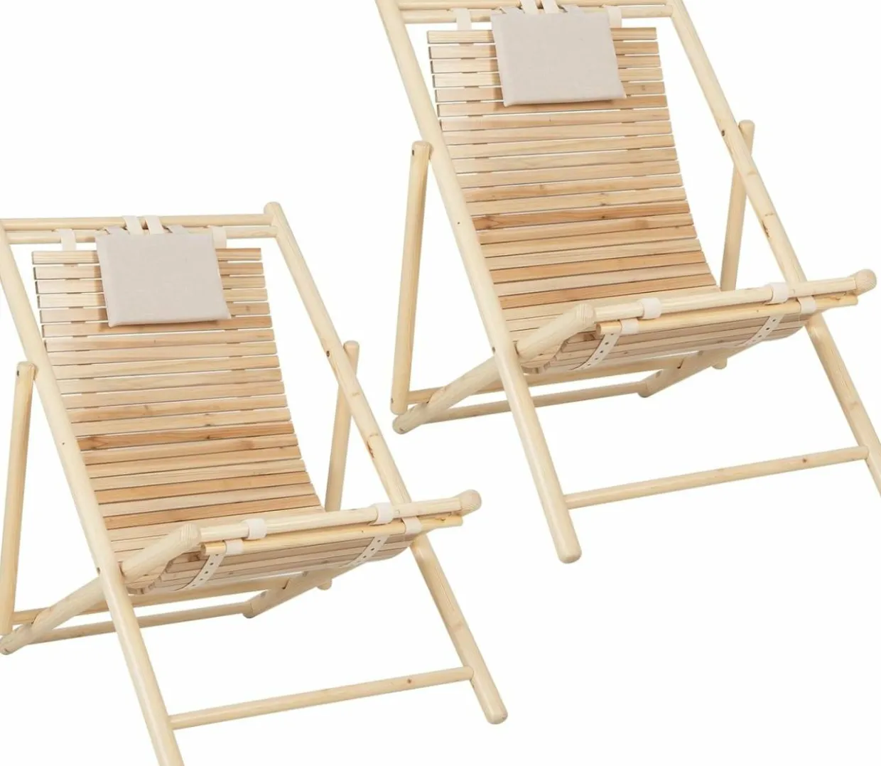 Tangkula Wood Sling Chair Outdoor, Patio Deck Chair with Detachable Headrest & 3-Level Adjustable Backrest