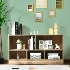 Tangkula Wood Storage Cube Bookcase, Multipurpose Display Storage Cabinet