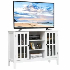 Tangkula Wood TV Stand, Classic Design Storage Console Free Standing Cabinet for TV up to 50"