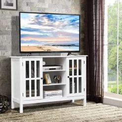 Tangkula Wood TV Stand, Classic Design Storage Console Free Standing Cabinet for TV up to 50