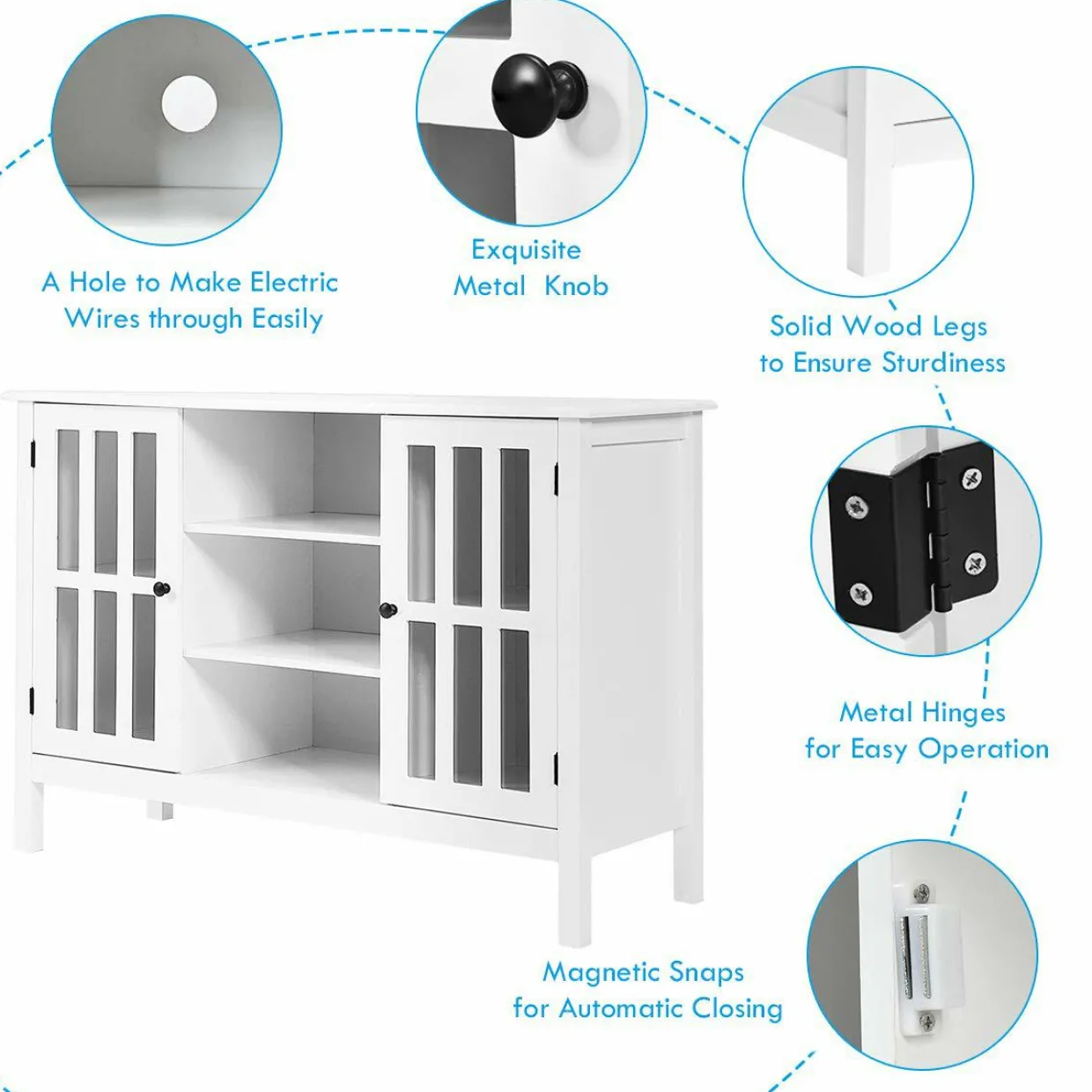Tangkula Wood TV Stand, Classic Design Storage Console Free Standing Cabinet for TV up to 50"