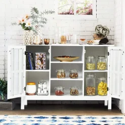 Tangkula Wood TV Stand, Classic Design Storage Console Free Standing Cabinet for TV up to 50