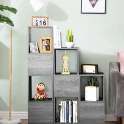 Tangkula Wooden Cube Bookcase, Freely Combined Storage Bookshelf with 9 lattices