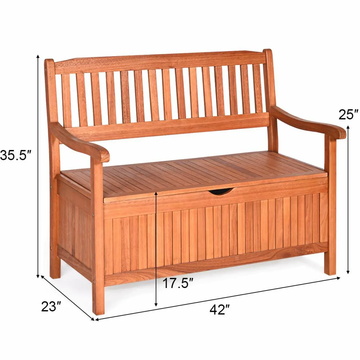 Tangkula Wooden Outdoor Storage Bench Large Deck Box (Natural)