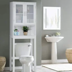 Tangkula Wooden Over The Toilet Storage Cabinet, Home Bathroom Space Saver