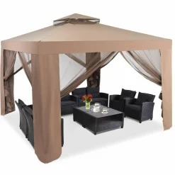 Tangkula 10'x 10' Canopy Gazebo Tent Shelter Art Steel Frame