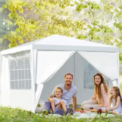 Tangkula 10'x10' Canopy Tent, Party Wedding BBQ Tent, Heavy Duty Gazebo Shelter Pavilion Cater w/4 Removable Sidewalls