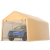 Tangkula 9x17 Ft Heavy Duty Carport, Portable Garage with Roll-up Front Door