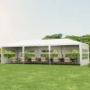 Tangkula 10x30 Ft Heavy Duty Party Tent, Large White Event Tent with 6 Sidewalls & 2 Zippered Door