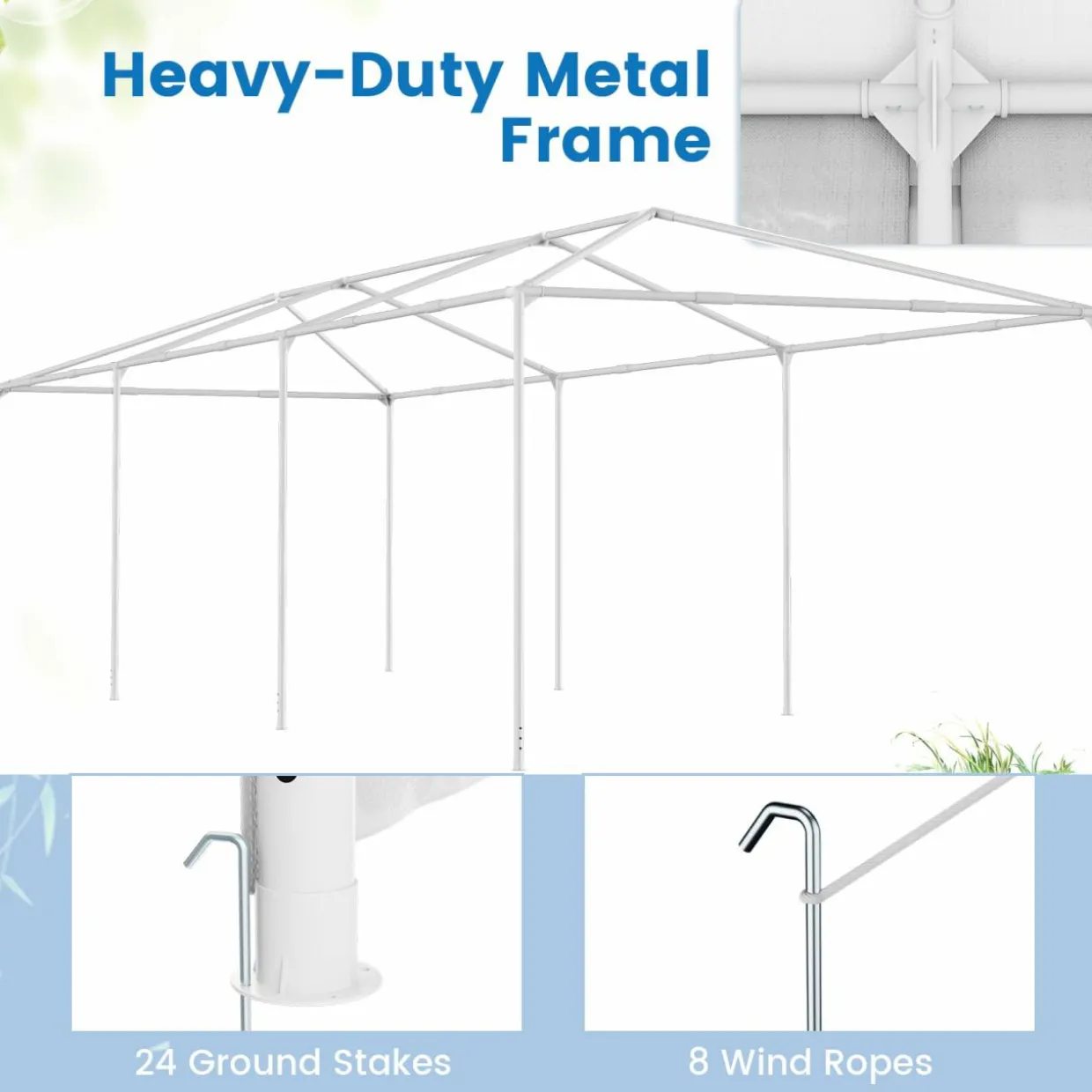 Tangkula 10x30 Ft Heavy Duty Party Tent, Large White Event Tent with 6 Sidewalls & 2 Zippered Door