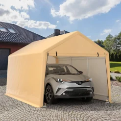 Tangkula 9x17 Ft Heavy Duty Carport, Portable Garage with Roll-up Front Door