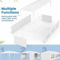 Tangkula 10x30 Ft Heavy Duty Party Tent, Large White Event Tent with 6 Sidewalls & 2 Zippered Door
