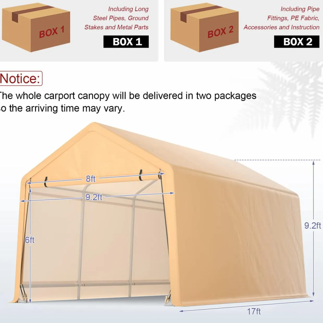Tangkula 9x17 Ft Heavy Duty Carport, Portable Garage with Roll-up Front Door