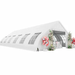 Tangkula 20x40 Ft Heavy Duty Party Tent, Large White Event Tent with Sidewalls, Zippered Door & 12 Windows
