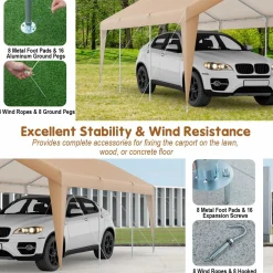 Tangkula 10x20 Ft Heavy-Duty Carport, Portable Garage Tent with Galvanized Steel Frame