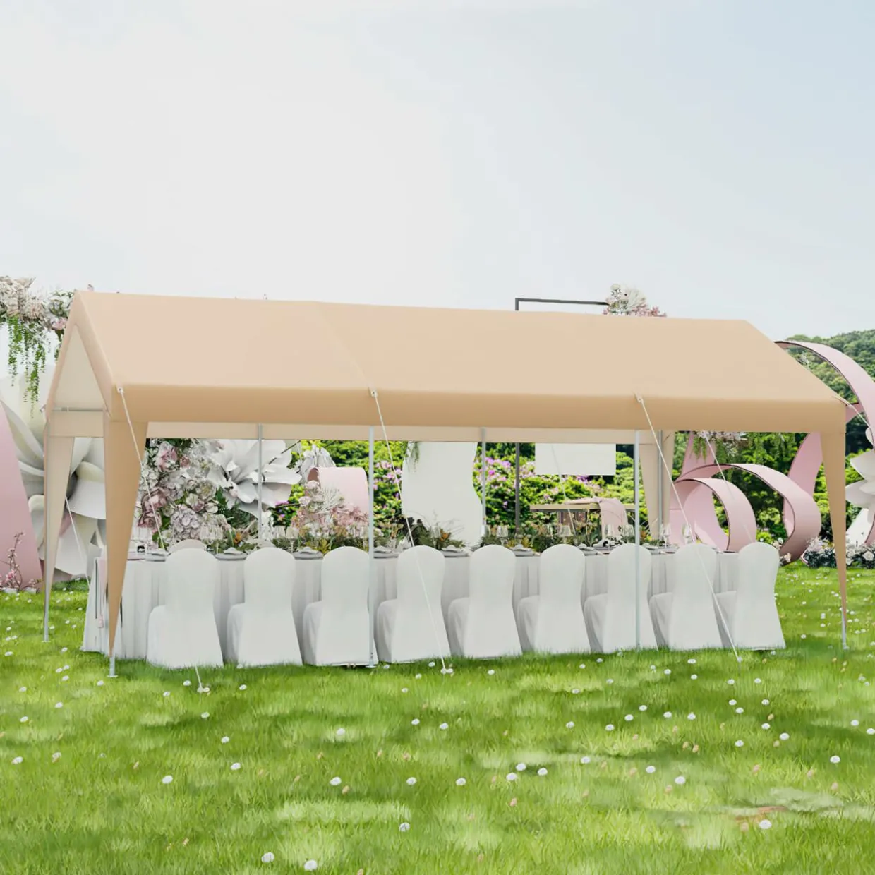 Tangkula 10x20 Ft Heavy-Duty Carport, Portable Garage Tent with Galvanized Steel Frame