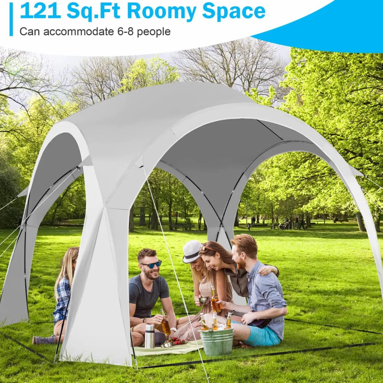 Tangkula 11x11 Ft Outdoor Canopy Tent, Portable Beach Shelter with Carry Bag