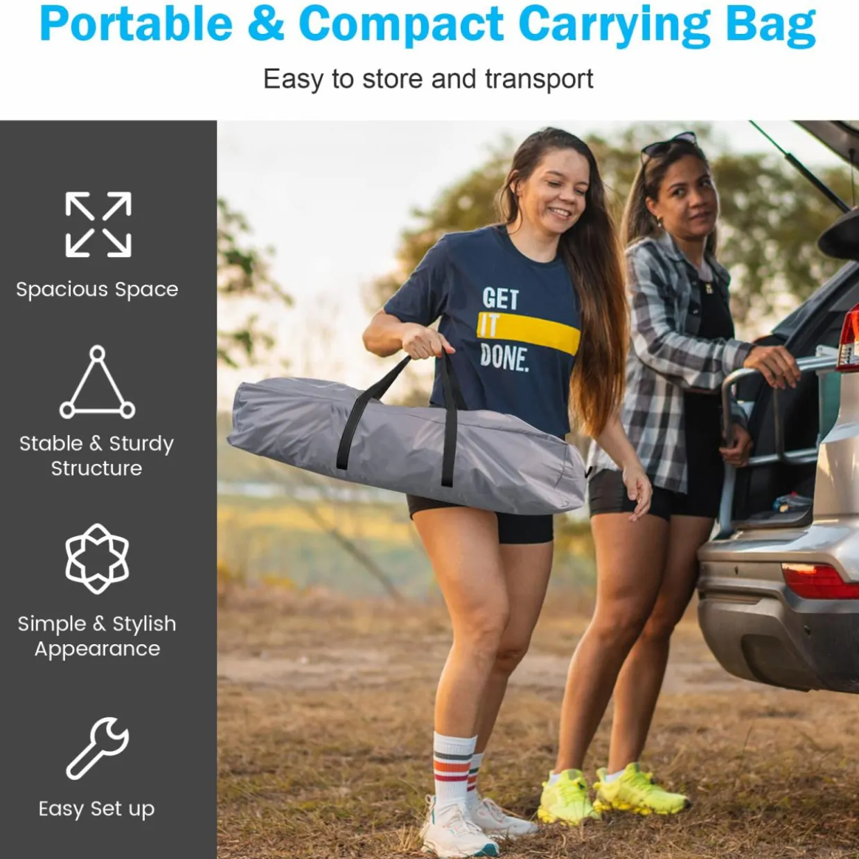 Tangkula 11x11 Ft Outdoor Canopy Tent, Portable Beach Shelter with Carry Bag
