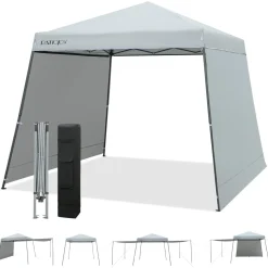 Tangkula 10x10 ft Pop Up Canopy with Dual Awnings, Outdoor Canopy Tent with Center Lock
