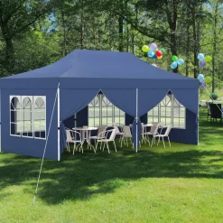 Tangkula 10x20 Ft Pop Up Canopy with 6 Sidewalls, Instant Setup Canopy Tent with 2 Zippered Door, Windows, Carrying Bag