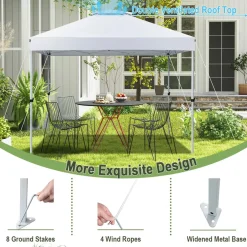 Tangkula 10x10 Ft Pop Up Canopy, Easy Set-up Outdoor Canopy with Center Lock