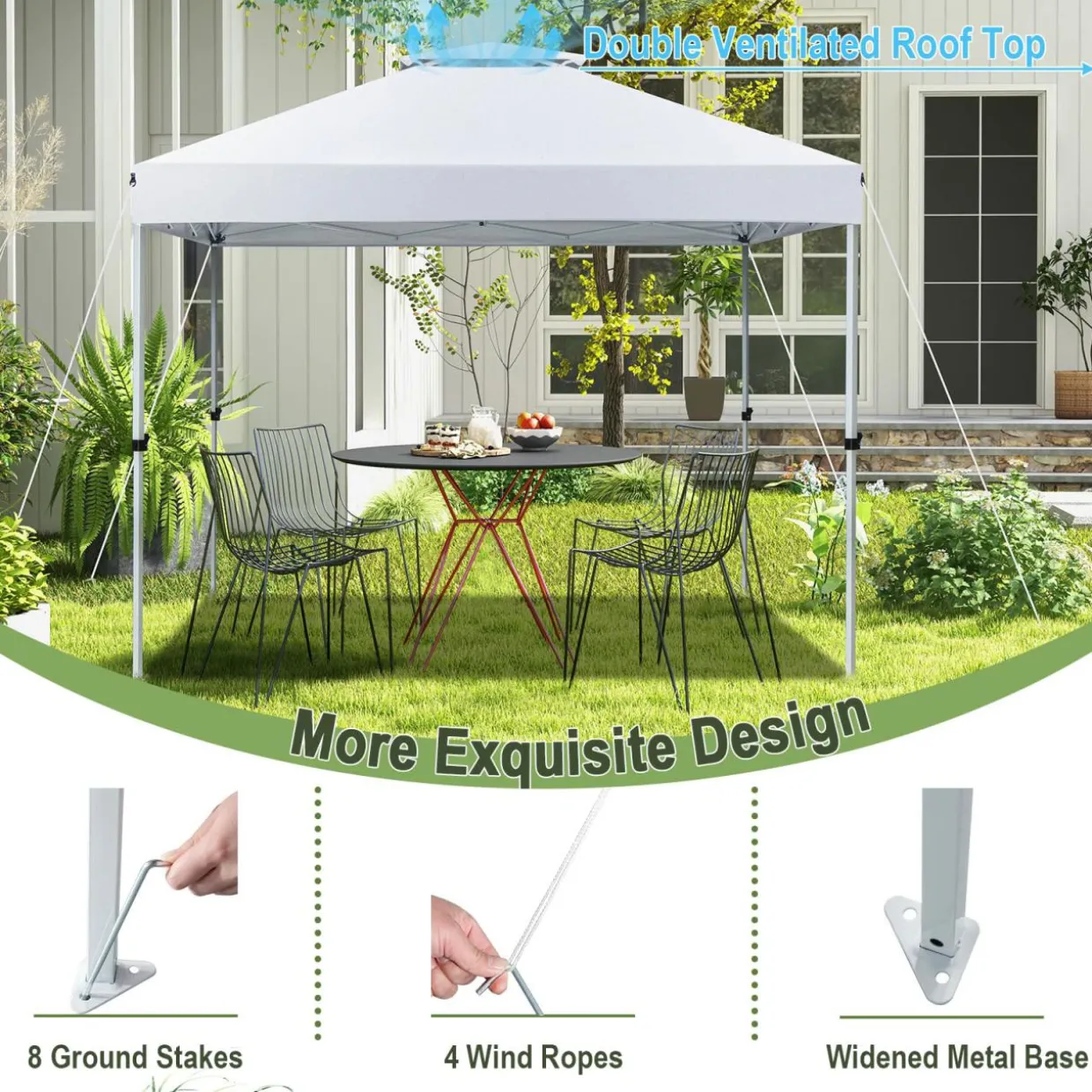 Tangkula 10x10 Ft Pop Up Canopy, Easy Set-up Outdoor Canopy with Center Lock
