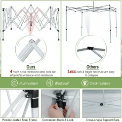 Tangkula 10x10 Ft Pop Up Canopy, Easy Set-up Outdoor Canopy with Center Lock