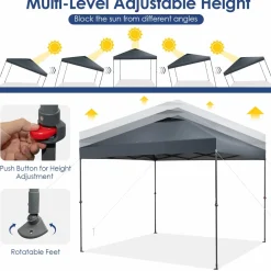 Tangkula 10x10 Ft Pop Up Canopy, 1 Person Set-up Instant Tent with Center Lock