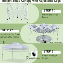 Tangkula 10x10 Ft Pop Up Canopy, Easy Set-up Outdoor Canopy with Center Lock