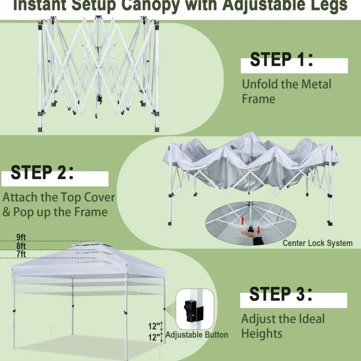 Tangkula 10x10 Ft Pop Up Canopy, Easy Set-up Outdoor Canopy with Center Lock