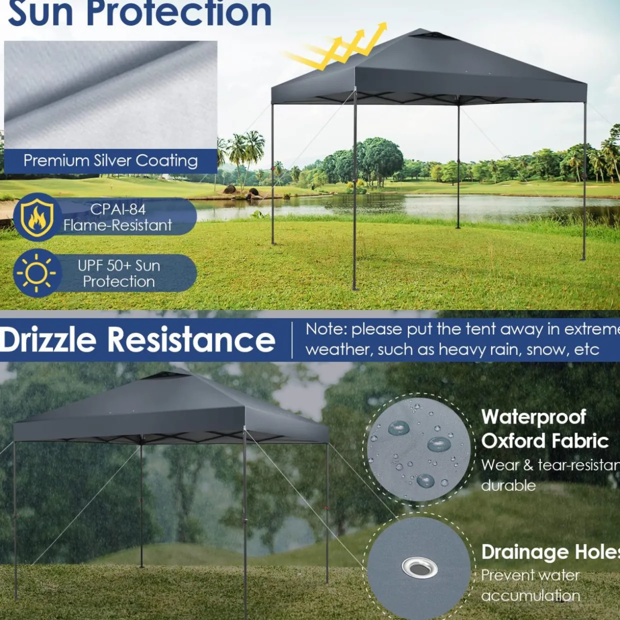 Tangkula 10x10 Ft Pop Up Canopy, 1 Person Set-up Instant Tent with Center Lock