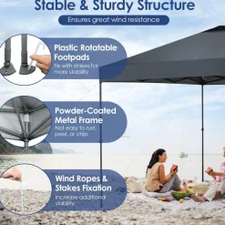 Tangkula 10x10 Ft Pop Up Canopy, 1 Person Set-up Instant Tent with Center Lock
