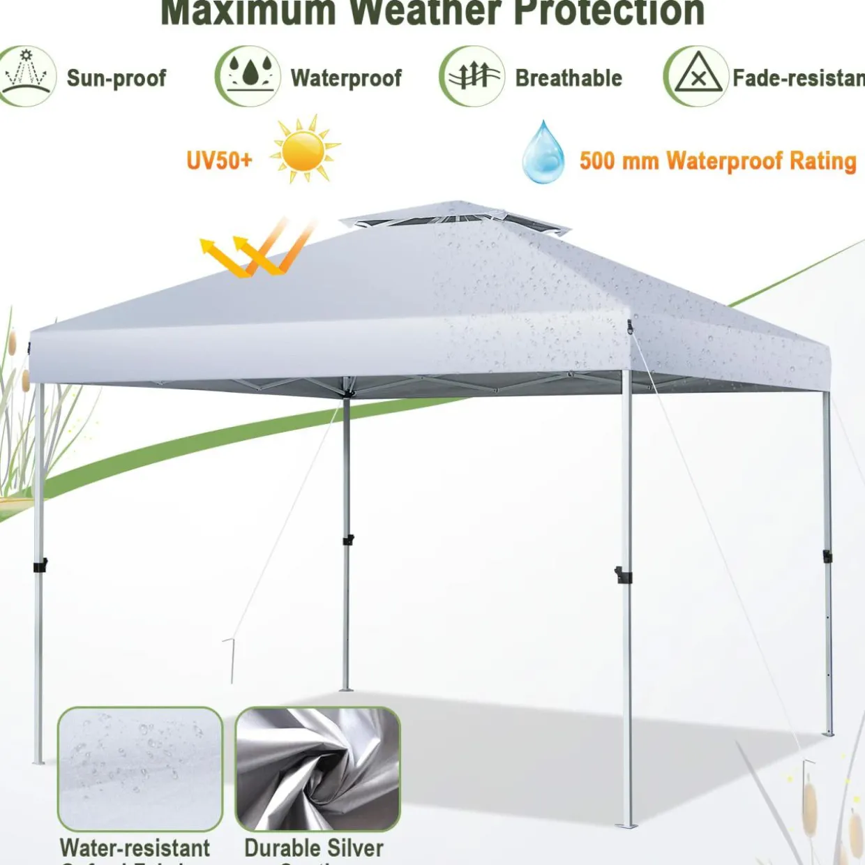 Tangkula 10x10 Ft Pop Up Canopy, Easy Set-up Outdoor Canopy with Center Lock