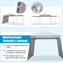 Tangkula 10x10 ft Pop Up Canopy with Dual Awnings, Outdoor Canopy Tent with Center Lock