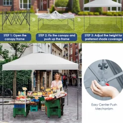 Tangkula 10x10 Ft Pop Up Canopy, 1 Person Set-up Instant Tent with Center Lock