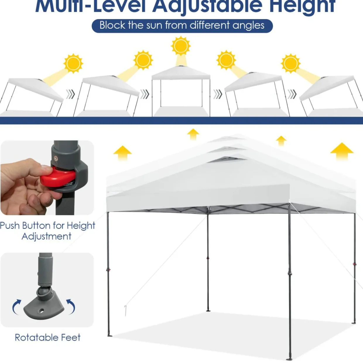Tangkula 10x10 Ft Pop Up Canopy, 1 Person Set-up Instant Tent with Center Lock