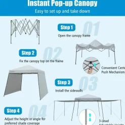Tangkula 10x10 ft Pop Up Canopy with Dual Awnings, Outdoor Canopy Tent with Center Lock