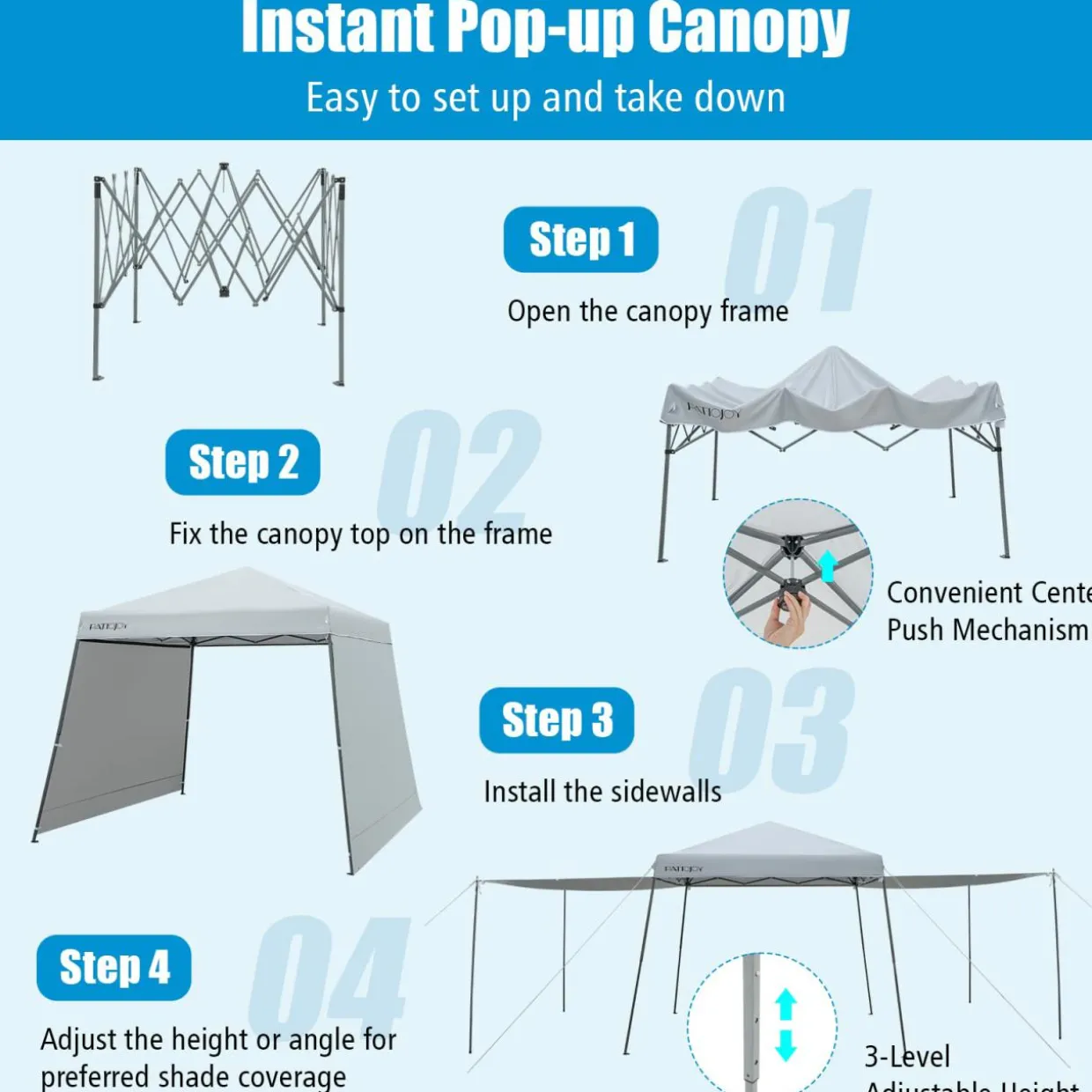 Tangkula 10x10 ft Pop Up Canopy with Dual Awnings, Outdoor Canopy Tent with Center Lock