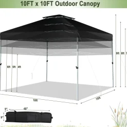 Tangkula 10x10 Ft Pop Up Canopy, Easy Set-up Outdoor Canopy with Center Lock
