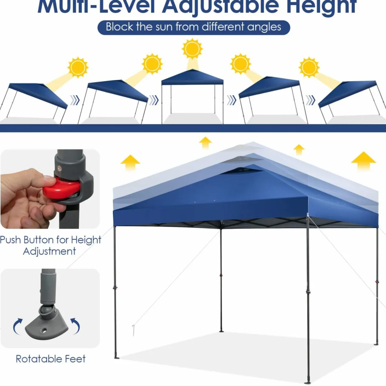 Tangkula 10x10 Ft Pop Up Canopy, 1 Person Set-up Instant Tent with Center Lock