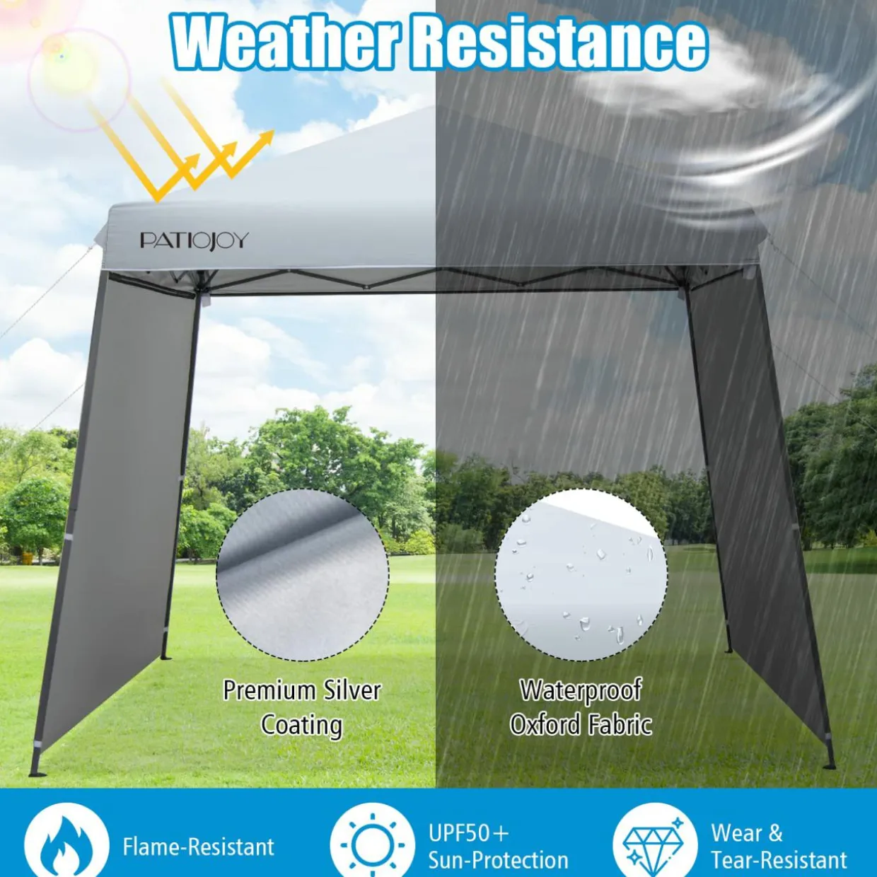 Tangkula 10x10 ft Pop Up Canopy with Dual Awnings, Outdoor Canopy Tent with Center Lock