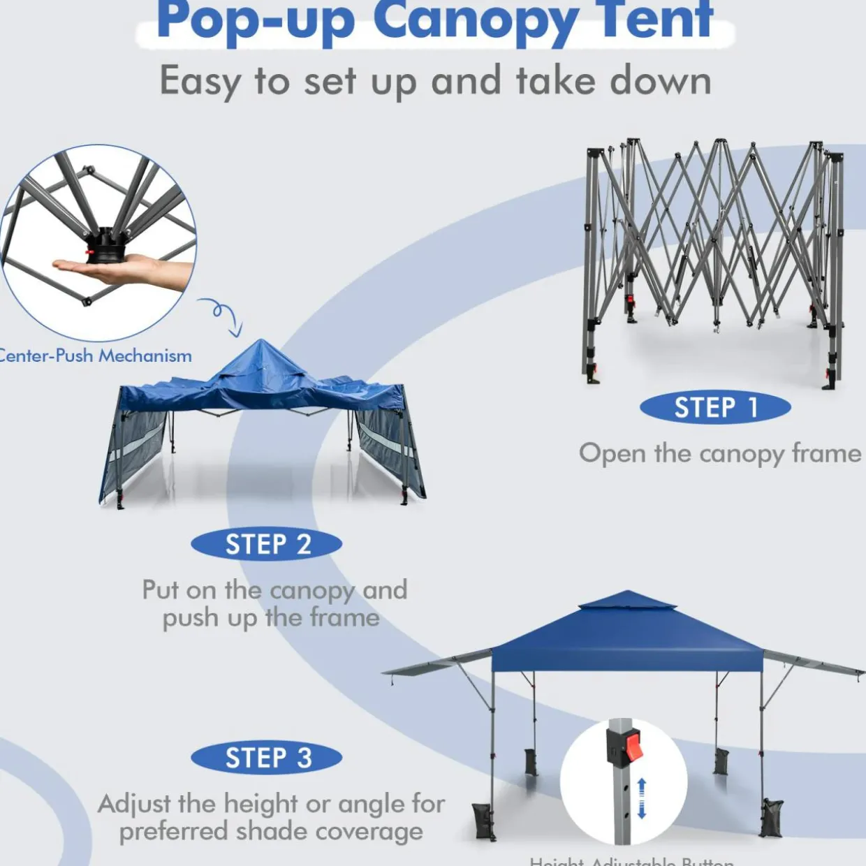 Tangkula 10x17.6 Ft Pop Up Canopy with Adjustable Dual Awnings, Easy Setup Instant Tent for Patio, Market, Picnic