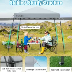 Tangkula 10x10 ft Pop Up Canopy with Dual Awnings, Outdoor Canopy Tent with Center Lock