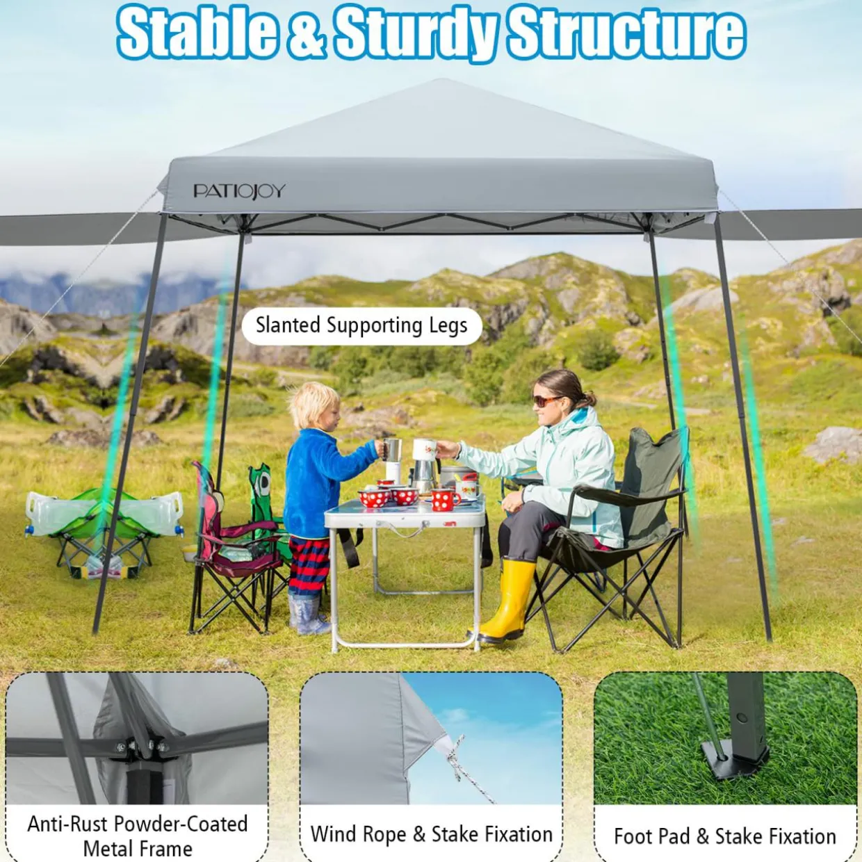 Tangkula 10x10 ft Pop Up Canopy with Dual Awnings, Outdoor Canopy Tent with Center Lock