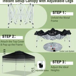 Tangkula 10x10 Ft Pop Up Canopy, Easy Set-up Outdoor Canopy with Center Lock