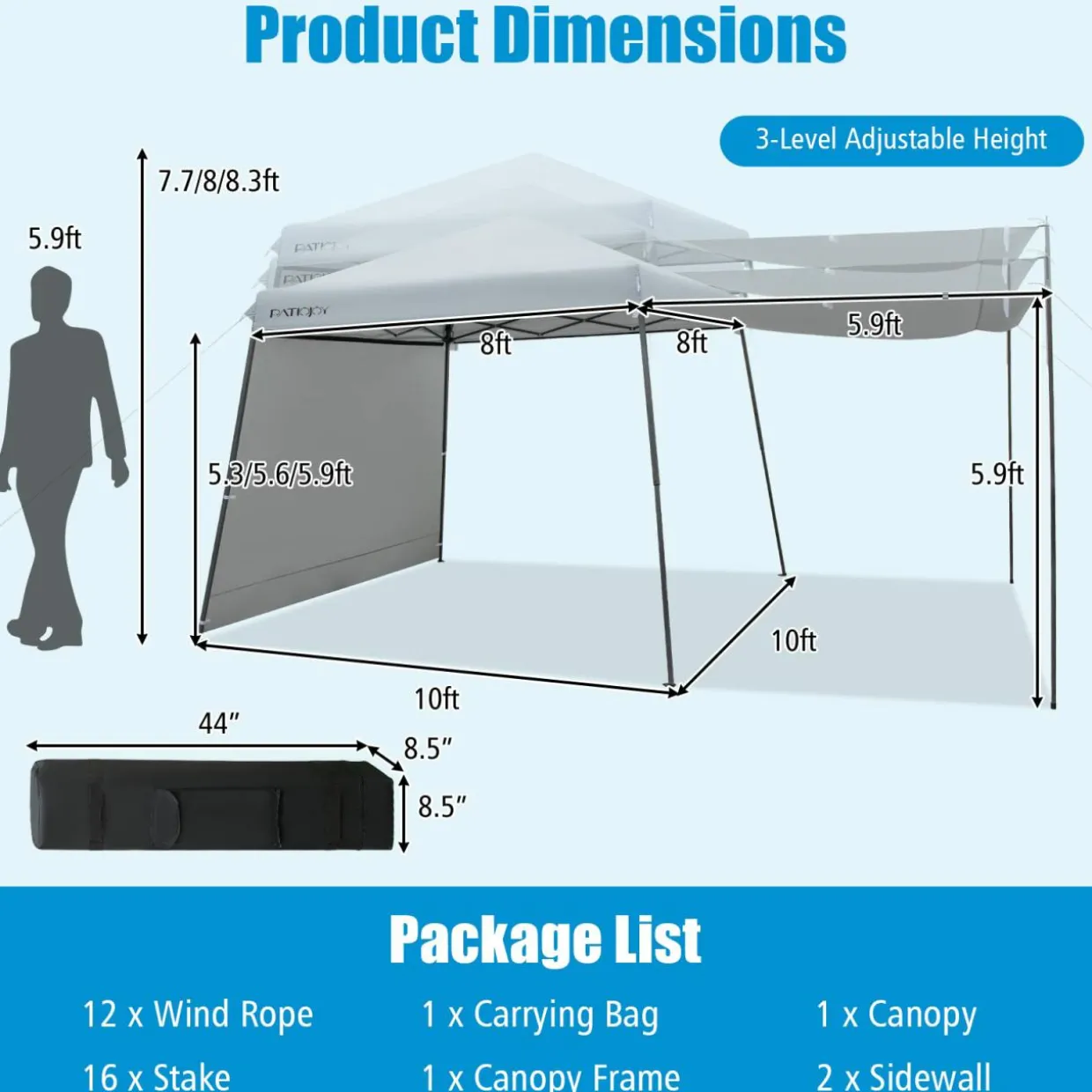 Tangkula 10x10 ft Pop Up Canopy with Dual Awnings, Outdoor Canopy Tent with Center Lock