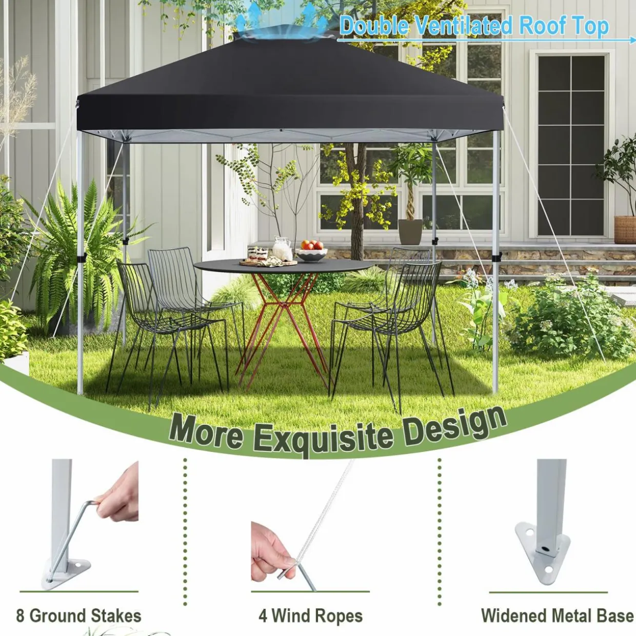 Tangkula 10x10 Ft Pop Up Canopy, Easy Set-up Outdoor Canopy with Center Lock