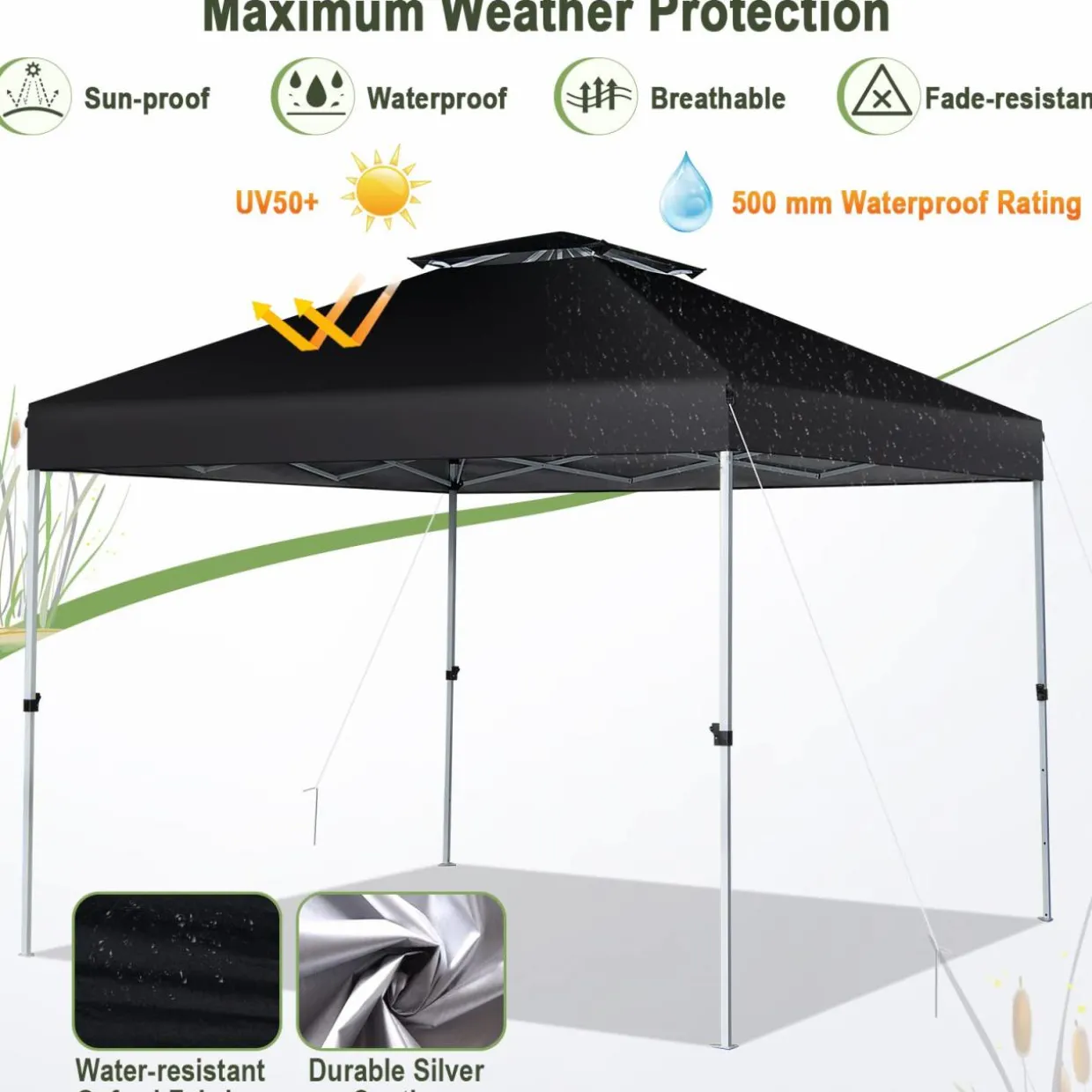 Tangkula 10x10 Ft Pop Up Canopy, Easy Set-up Outdoor Canopy with Center Lock